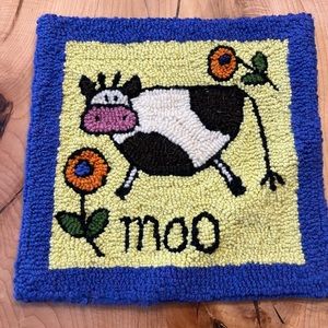 “Moo” hooked wall hanging